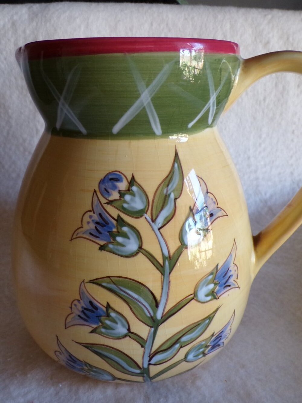 Certified International Corporation Pitcher Flower Design Vase Vintage